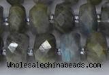 CRB1297 15.5 inches 6*12mm faceted rondelle labradorite beads