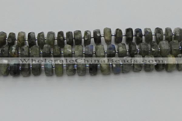 CRB1303 15.5 inches 7*14mm faceted rondelle labradorite beads