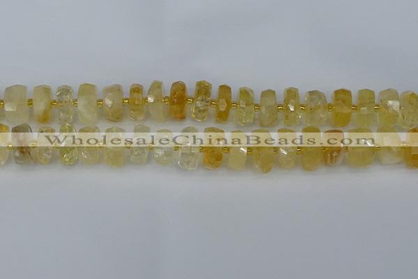 CRB1323 15.5 inches 7*14mm faceted rondelle citrine beads