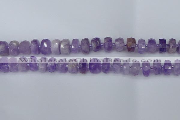 CRB1332 15.5 inches 6*12mm faceted rondelle lavender amethyst beads