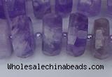 CRB1334 15.5 inches 8*16mm faceted rondelle lavender amethyst beads