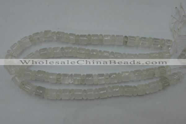 CRB134 15.5 inches 6*12mm & 10*12mm rondelle white crystal beads