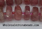 CRB1344 15.5 inches 8*16mm faceted rondelle strawberry quartz beads