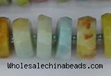 CRB1365 15.5 inches 8*18mm faceted rondelle Chinese amazonite beads