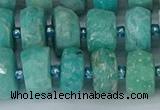 CRB1372 15.5 inches 6*12mm faceted rondelle amazonite beads