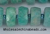 CRB1375 15.5 inches 8*18mm faceted rondelle amazonite beads