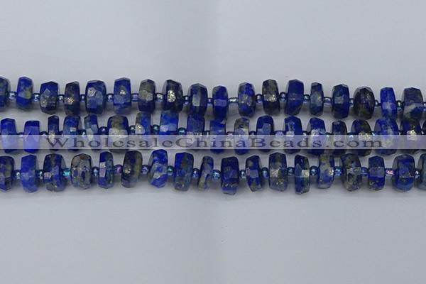 CRB1393 15.5 inches 7*14mm faceted rondelle lapis lazuli beads