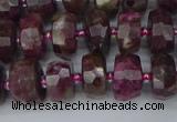 CRB1401 15.5 inches 6*10mm faceted rondelle tourmaline beads