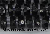 CRB1421 15.5 inches 6*10mm faceted rondelle black tourmaline beads