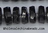 CRB1424 15.5 inches 8*16mm faceted rondelle black tourmaline beads