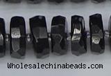 CRB1425 15.5 inches 8*18mm faceted rondelle black tourmaline beads