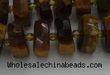 CRB1432 15.5 inches 6*12mm faceted rondelle yellow tiger eye beads