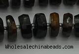 CRB1441 15.5 inches 6*10mm faceted rondelle blue tiger eye beads