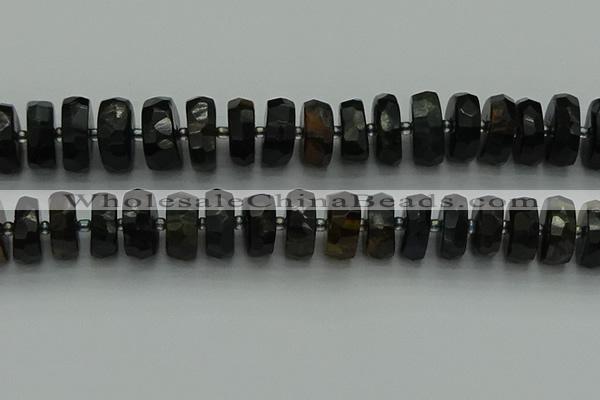 CRB1444 15.5 inches 8*16mm faceted rondelle blue tiger eye beads