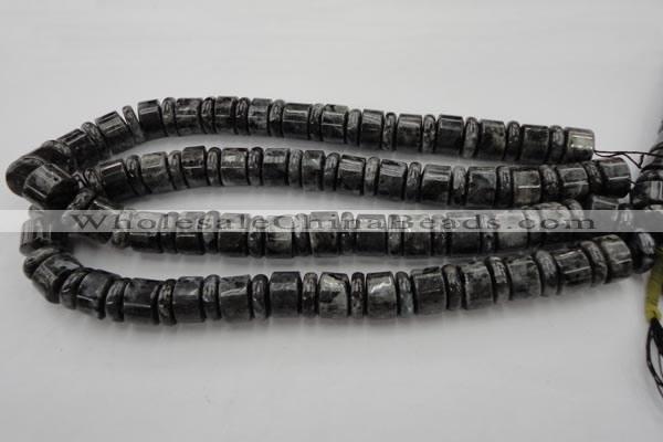 CRB160 15.5 inches 5*14mm & 10*14mm rondelle black labradorite beads