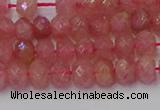 CRB1800 15.5 inches 4*6mm faceted rondelle strawberry quartz beads