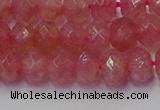 CRB1801 15.5 inches 5*8mm faceted rondelle strawberry quartz beads