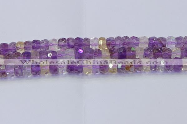 CRB1810 15.5 inches 6*12mm faceted rondelle ametrine beads