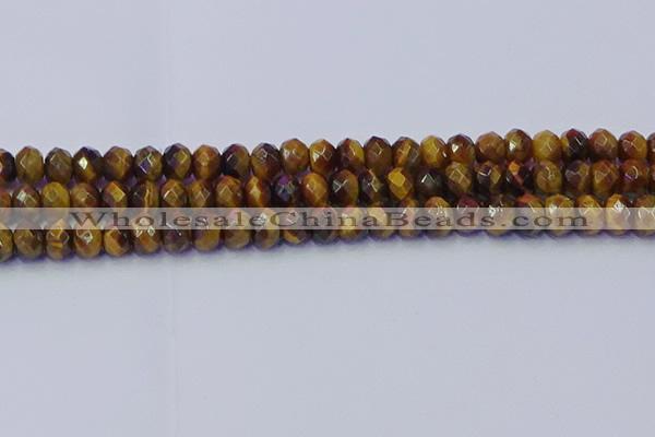 CRB1841 15.5 inches 5*8mm faceted rondelle yellow tiger eye beads