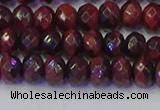 CRB1845 15.5 inches 5*8mm faceted rondelle red tiger eye beads