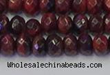 CRB1846 15.5 inches 6*10mm faceted rondelle red tiger eye beads