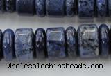 CRB187 15.5 inches 6*16mm – 10*16mm rondelle blue dumortierite beads