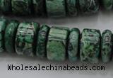 CRB192 15.5 inches 6*16mm – 10*16mm rondelle green picture jasper beads