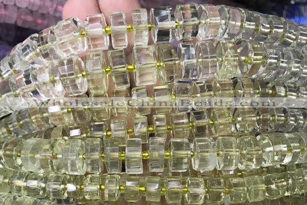 CRB2032 15.5 inches 11mm - 12mm faceted tyre lemon quartz beads