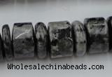 CRB204 15.5 inches 6*18mm - 13*18mm rondelle black labradorite beads