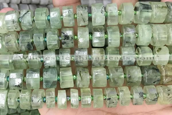 CRB2044 15.5 inches 13mm - 14mm faceted tyre prehnite beads