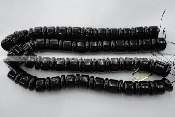 CRB206 15.5 inches 6*18mm - 13*18mm rondelle black agate beads