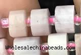 CRB2066 15.5 inches 9mm - 10mm faceted tyre kunzite gemstone beads