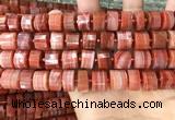 CRB2108 15.5 inches 12mm - 13mm faceted tyre south red agate beads