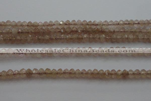 CRB211 15.5 inches 3*4mm faceted rondelle strawberry quartz beads