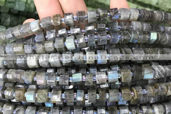 CRB2132 15.5 inches 11mm - 12mm faceted tyre labradorite gemstone beads