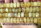 CRB2173 15.5 inches 13mm - 14mm faceted tyre yellow opal beads