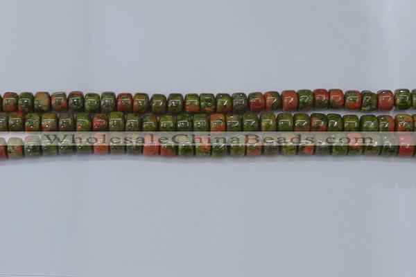 CRB2507 15.5 inches 6*8mm rondelle unakite gemstone beads