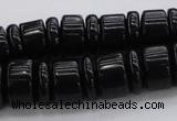 CRB254 15.5 inches 5*14mm - 10*14mm rondelle black agate beads