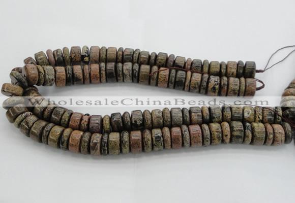 CRB255 15.5 inches 5*16mm - 8*16mm rondelle yellow artistic jasper beads