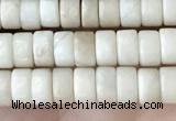 CRB2566 15.5 inches 2*4mm heishi white fossil jasper beads wholesale