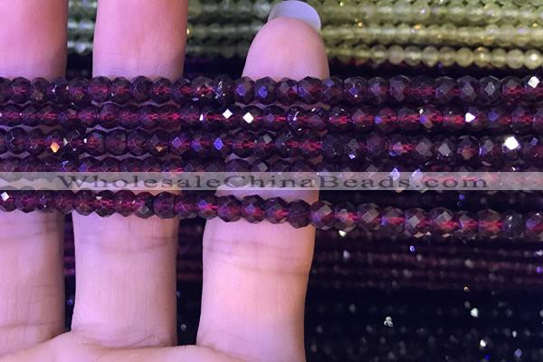 CRB2667 15.5 inches 3*4mm faceted rondelle red garnet beads