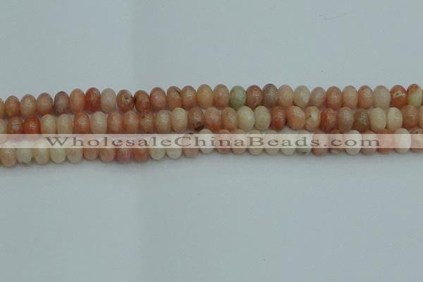 CRB2842 15.5 inches 6*10mm rondelle red plum blossom jade beads