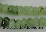 CRB305 5*8mm - 10*14mm faceted rondelle green rutilated quartz beads