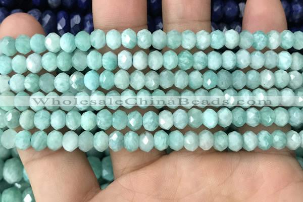 CRB3071 15.5 inches 4*6mm faceted rondelle amazonite gemstone beads