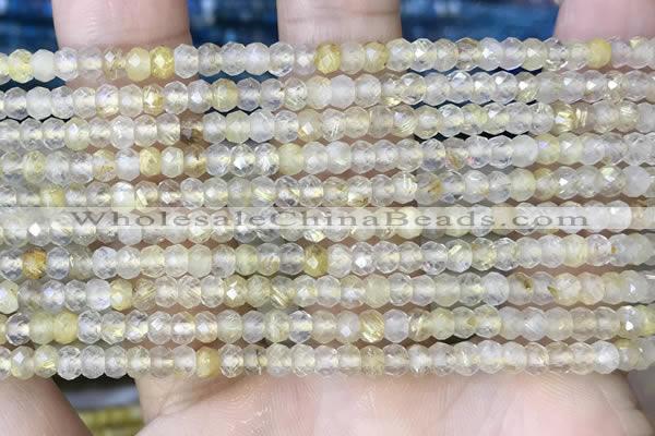 CRB3148 2.5*4mm faceted rondelle tiny golden rutilated quartz beads