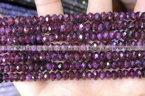 CRB3190 15.5 inches 4*6mm faceted rondelle tiny red garnet beads