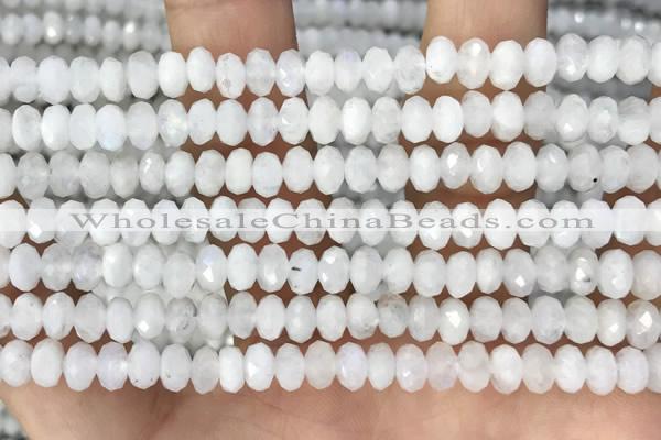 CRB3210 15.5 inches 3.5*6mm faceted rondelle white moonstone beads