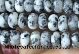 CRB4047 15.5 inches 4*6mm rondelle black & white spot stone beads