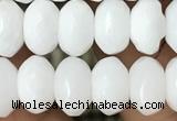 CRB4113 15.5 inches 5*8mm faceted rondelle white porcelain beads