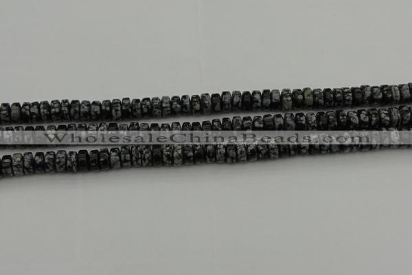 CRB431 15.5 inches 5*8mm rondelle snowflake obsidian beads